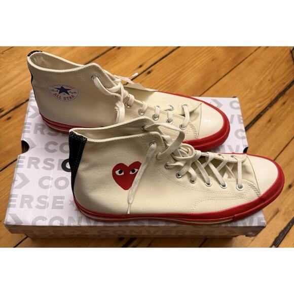 NIB Converse Chuck 70 High Top Sneakers Red Heart Comme des Garcons Unisex US 12 - Picture 8 of 9